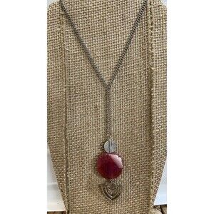 Artisan Crafted Pink Agate Egyptian Revival Lariat Chocker Necklace Art Deco